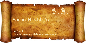 Vasas Miklós névjegykártya